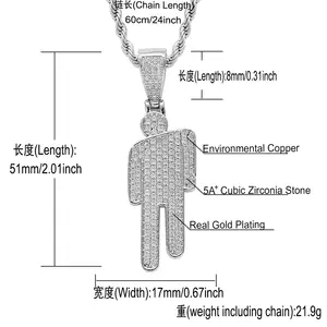 Yeni kolyeler Trend abd ayar gümüş rodyum kaplama zirkon CZ 3-stone Billie Eilish Merch Blohsh kolye kolye