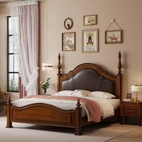 Ensemble de lits de chambre principale en bois massif de style américain, cadre en bois, rembourré, antique, taille king ou queen, classique