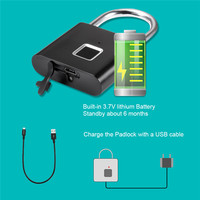 Cadenas intelligent à chargement USB sans clé, déverrouillage en 0,3 seconde, cadenas portable antivol, cadenas à empreintes digitales en métal