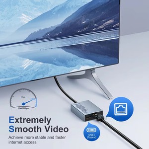Adaptador USB C a Ethernet de 1000 Mbps, Adaptador de Red Gigabit con Cable Tipo C a RJ45 para <span class=keywords><strong>Chromecast</strong></span> con Google TV y MacBook - Product Image 3