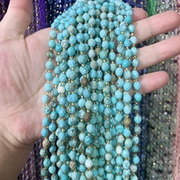 Sodalite naturelle Turquoise 6X8mm forme d'oeuf à facettes perles en vrac pour bracelet à bricoler soi-même collier boucles d'oreilles pendentifs accessoires