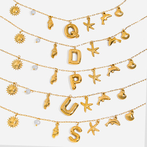 Collier en acier inoxydable avec pendentif thème étoile de mer, coquillage et perle, chaîne de clavicule, bijou cadeau - Product Image 1