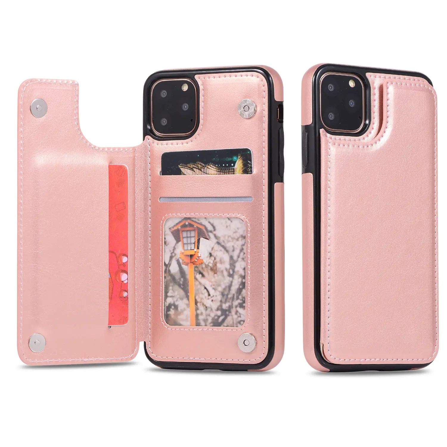Pu Leather Phone Wallet Card Pockets Back Flip Cover Wallet Phone Case for iPhone 11 Mobile Phone Bags & Cases Motorola