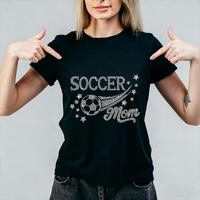 Nouveau design de transfert thermocollant personnalisé en usine pour maman de footballeuse, avec strass, pour T-shirt