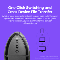 Logitech Lift Ergonomic Vertical Mouse, Mouse Nirkabel Bluetooth Senyap, Dual-Mode, Cocok untuk Mac, Tangan Vertikal, dan Tangan Kecil