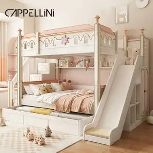 Luxury Princess Design Wood Kids Bed Sets Mdf Girl Room Furniture Modern Home Boy Bedroom Double Wooden Bunk Beds For Children