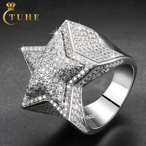 Anillo de Estrella con Diamantes Moissanite VVS, Chapado en Oro, Plata de Ley 925, Joyería <span class=keywords><strong>Fina</strong></span> <span class=keywords><strong>para</strong></span> Hombre y Mujer, Estilo Hip Hop, con Certificado GRA - Product Image 1