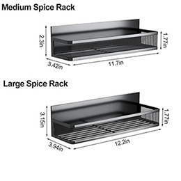 Estante magnético de Metal negro <span class=keywords><strong>para</strong></span> especias montado en la pared, estantes de almacenamiento flotantes <span class=keywords><strong>para</strong></span> refrigerador, organizador de almacenamiento de cocina tipo gancho fácil - Product Image 6