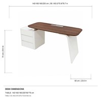 Bureau d'ordinateur moderne avec plateau en placage de bois multi-niveaux, trois tiroirs à ouverture par poussée pour le bureau à domicile