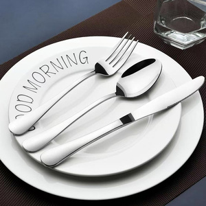 Bộ dao dĩa thìa ăn dã ngoại cao cấp bằng thép không gỉ 410, màu bạc, dùng làm quà tặng, bộ đồ ăn dùng trong đám cưới - Product Image 6