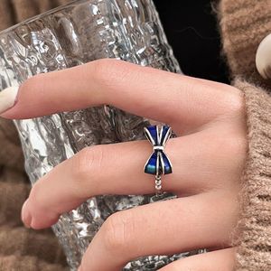 Yinruitai S925 Sterling Silver Enamel Bow <b>Ring</b> For Women Index Finger Jewelry Gift - Product Image 4