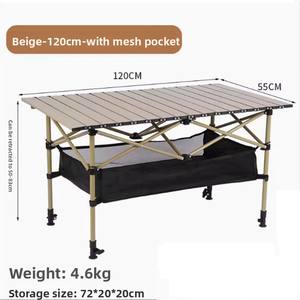 <span class=keywords><strong>Table</strong></span> pliante portable en aluminium réglable en hauteur pour <span class=keywords><strong>camping</strong></span>, voiture, ou stand de vente ambulant – Modèle Egg Roll – Nouveauté très demandée - Product Image 4
