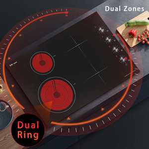 Cao cấp núm điều khiển 7800W lai 4 đầu đốt nồi với 4 khu Bếp điện được xây dựng trong ống nghiệm gốm HOB - Product Image 6