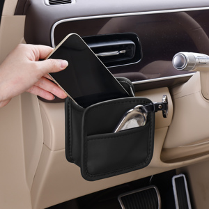 Organizador de Cuero Transpirable y Duradero para Rejilla de Ventilación de Coche, Bolsa de Almacenamiento con Agarre Seguro para Teléfono, Compatible con BMW, Toyota, Honda, Audi, <span class=keywords><strong>VW</strong></span> - Product Image 1