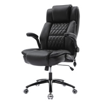 Chaise de bureau moderne à hauteur réglable, rembourrage supplémentaire, ergonomique, dossier haut, robuste, en cuir PU, pivotante, accoudoirs rabattables