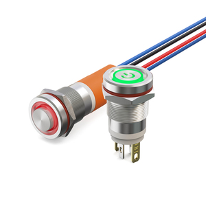 Lanboo 12mm Đầu phẳng/biểu tượng quyền lực. Đầu cao/Đầu phẳng kim loại đẩy nút chuyển đổi 1NO <span class=keywords><strong>Led</strong></span> đỏ, xanh lá cây, xanh dương, vàng và trắng - Product Image 1
