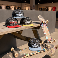 Casquettes Snapback structurées ajustées en coton, à 6 panneaux, avec logo 3D brodé, visière plate, profil haut, style urbain, pour hommes, vente en gros