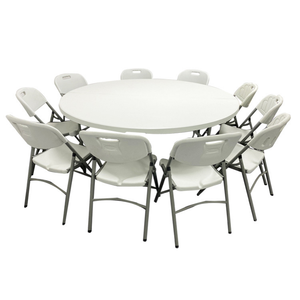 Mesas Plegables Redondas de Plástico Blanco para Eventos de Boda, Uso en Exteriores, Hoteles y Restaurantes, Ecológicas y Duraderas, Venta al Por Mayor del Fabricante - Product Image 1