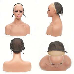 Bonnet de perruque élastique de haute qualité avec dentelle frontale 4*4 13*4, sangle réglable, vente en gros pour la fabrication de perruques, bonnets en filet de dentelle - Product Image 5