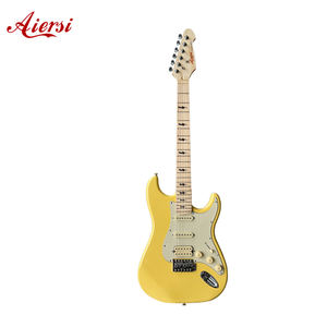 Gitar Listrik Custom Grosir Warna Kuning 6 Senar Kayu Solid dan Fretboard Maple OEM ODM Harga Murah Alat Musik - Product Image 2