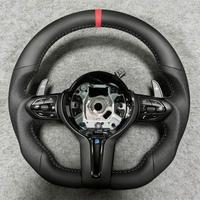 Volant de voiture en cuir pleine fleur avec surpiqûres rouges, modèle OEM M, prêt à l'emploi, pour BMW 2016 bmw 328i M5 F90 X4m F98 435i 640i