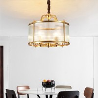 Nouveau lustre rond vintage de style chinois, luxe léger, villa, style américain moderne, salle à manger, escalier