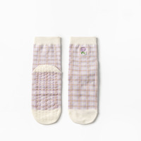 Chaussettes de yoga antidérapantes pour femmes, motif pied-de-poule, fleur de vigne brodée, chaussettes de sport tricotées, chaussettes de Pilates antidérapantes