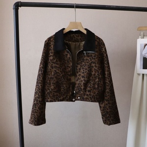 2026 <strong>Petite</strong> Womens Fall Winter Leopard Print <strong>Jacket</strong> Cropped <strong>Biker</strong> Style Edgy Faux Leather Motorcycle Short Coat - Product Image 3