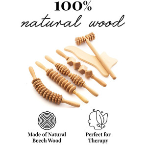 Lot de 6 rouleaux de massage en bois de hêtre à marque privée, outils de thérapie pour le soin corporel – Vente chaude - Product Image 3