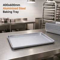 Plateau de cuisson en acier aluminisé 400x600mm, épaisseur 0,8mm, plaque peu profonde de 30mm pour four de boulangerie commerciale