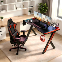 Bureau d'ordinateur gaming tendance avec texture métallique, style technologique futuriste, mobilier de maison avec porte-gobelet – Meilleures ventes