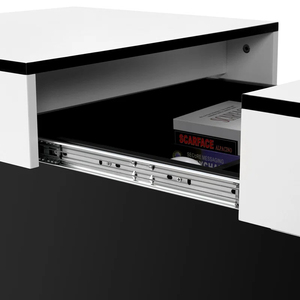 طاولة قهوة قابلة للتمديد مع تخزين مخفي، طاولة وسط بتصميم هندسي جريء وسطح منزلق للمساحات المعيشية العصرية - Product Image 4