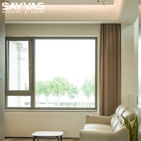 Fenêtres en aluminium et bois résidentielles SAYYAS avec intérieur en pin, vitrage rempli d'argon, verre trempé et extérieur résistant