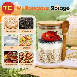 Contenitore per <span class=keywords><strong>Zucchero</strong></span> in Vetro con Cucchiaio da 500 ml Barattoli in Vetro con Coperchio <span class=keywords><strong>e</strong></span> Cucchiaio in Bambù <span class=keywords><strong>Contenitori</strong></span> per la Conservazione di Chicchi di Caffè - Product Image 4