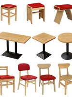 Ensembles table-chaise personnalisables en bois massif pour restaurants, banquettes murales pour snack-bars, restaurants de nouilles et restaurants de soupes chaudes