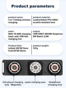 Chargeur sans fil multifonction portable pliable de haute qualité 15W pour téléphone portable - Product Image 6