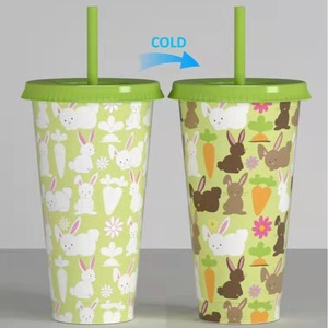 Drinking PP Custom Water Party Juice Color Changing Plastic Cup <strong>Easter</strong> <strong>Mug</strong> With Lids Straw - Product Image 2