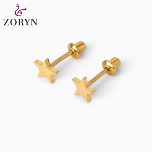 316L Stainless Steel PVD 18K Gold Plated Screw <b>Back</b> Stud <b>Earrings</b> Heart Engraved Letter Hypoallergenic Minimalist for Women - Product Image 5