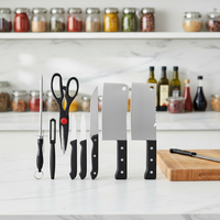 Ensemble de 8 couteaux de cuisine de qualité supérieure avec manche en plastique, compatibles lave-vaisselle, couteaux à steak en acier inoxydable, avec support à ventouse double face