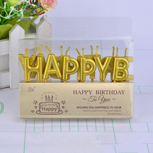 شموع حروف HAPPY BIRTHDAY معدنية بالجملة، طقم 13 قطعة لتزيين الكعك ومستلزمات الحفلات، شموع عيد ميلاد ذهبية وفضية - Product Image 1