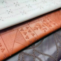 Tissu en cuir PU avec envers en daim respirant, tissu synthétique extensible brodé, matière pour vêtements en similicuir