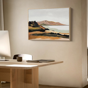 Paysage abstrait peint à la main <span class=keywords><strong>de</strong></span> montagnes et <span class=keywords><strong>de</strong></span> lacs, peinture murale naturelle minimaliste moderne - Product Image 5