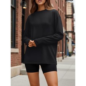 Womens Oversized Long Sleeve T Shirt Jersey Fabric Regular Length Casual Workout Top Basic <b>Tee</b> Y2K Style - Product Image 2