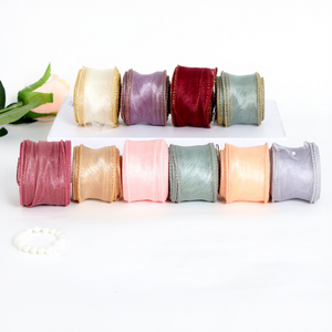 Nastro in Filato per Bouquet di Fiori, Filato Ondulato con Perle, Decorazione per Torte, Confezione Floreale, Decorazioni per Natale, Festa della Mamma e Feste - Product Image 1