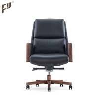 Fauteuil de bureau exécutif FURICCO de style moderne de Dubaï, en cuir beige, avec accoudoirs en bois, garantie 5 ans, base en aluminium