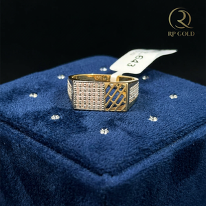Elegant <b>gold</b> <b>ring</b> with sparkling stones modern geometric design for men luxury statement jewelry for special occasions style - Product Image 2