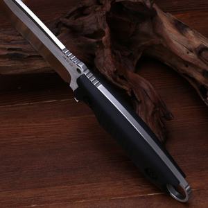 มีดตั้งแคมป์กลางแจ้งสแตนเลสสตีลแบบ Stonewashed ใบมีดตรงเกรด DIY พร้อมใบมีดพลาสติก - Product Image 2
