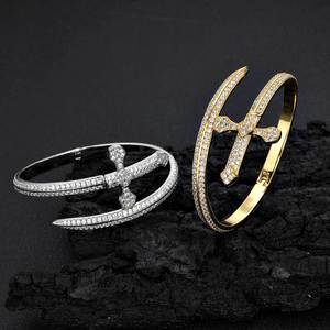 Hip-hop Glitter Chilled Men's Crystal Zirconium Brass Gold Zulfiqar Sword <b>Bracelet</b> - Product Image 5
