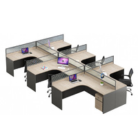 Poste de travail de bureau incurvé avec cloison, bureau informatique moderne en bois, table de direction de luxe, ensemble de mobilier de bureau