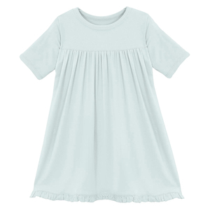 Vestido de bebê de bambu orgânico personalizado, vestido infantil clássico de manga curta, vestido de balanço para crianças, roupas de verão sustentáveis